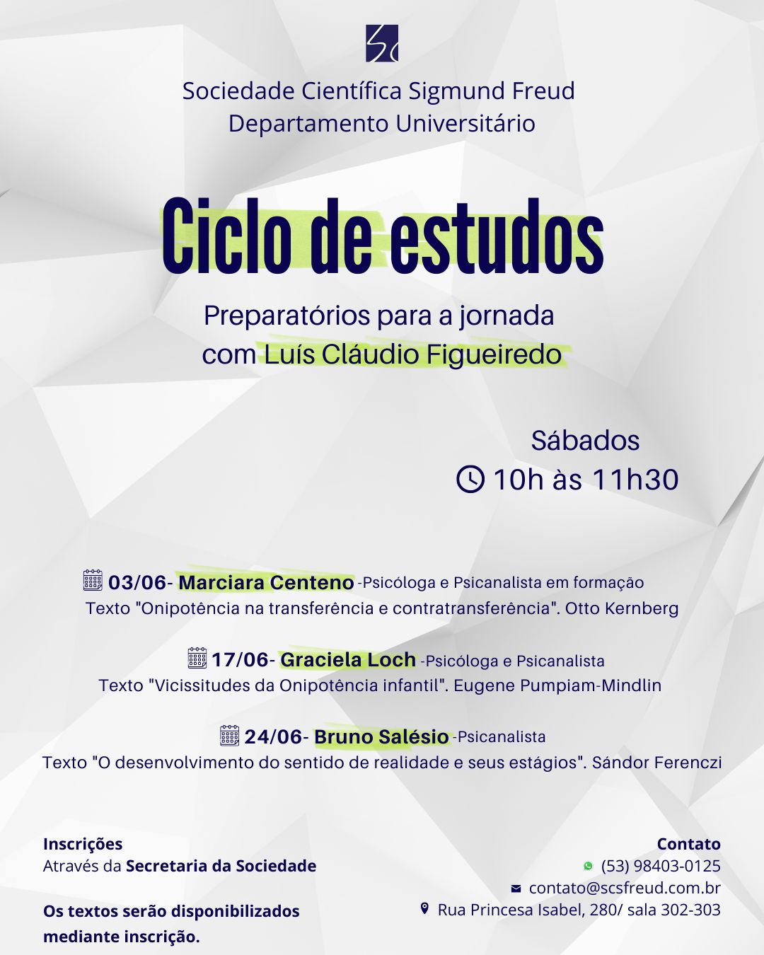 Ciclo de estudos preparatórios para a jornada com Luís Cláudio Figueiredo