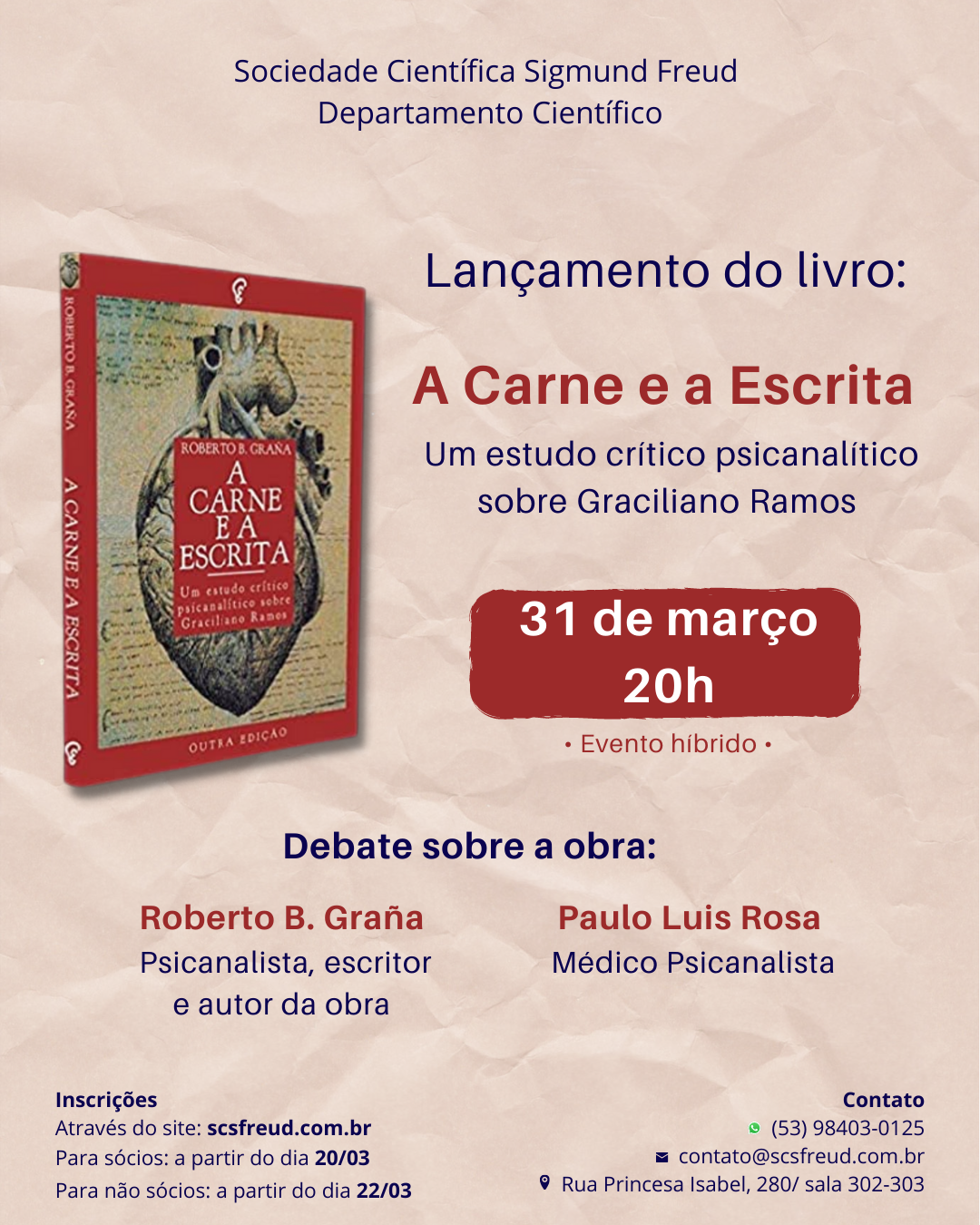 Lançamento do livro: A Carne e a Escrita: Um estudo crítico psicanalítico sobre Graciliano Ramos